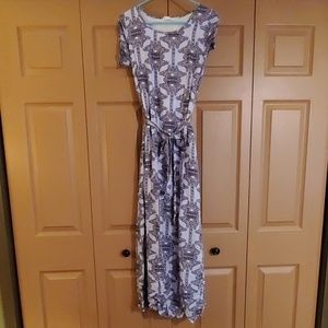 SALE! Pretty Patterned Pale Blue Maxi Dress